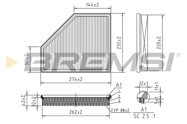 Air Filter - FA2395 BREMSI