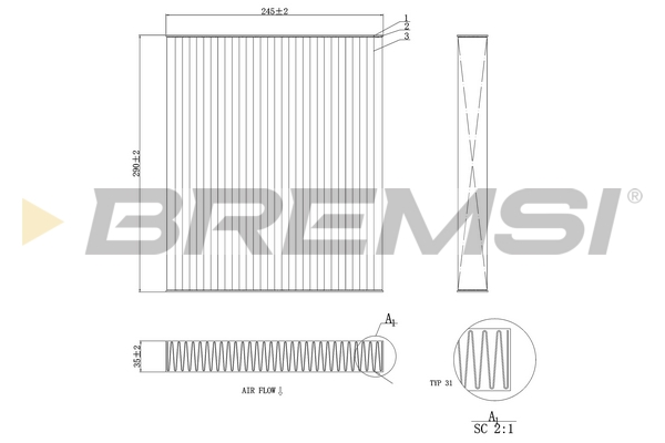 Filter, interior air - FC0424C BREMSI