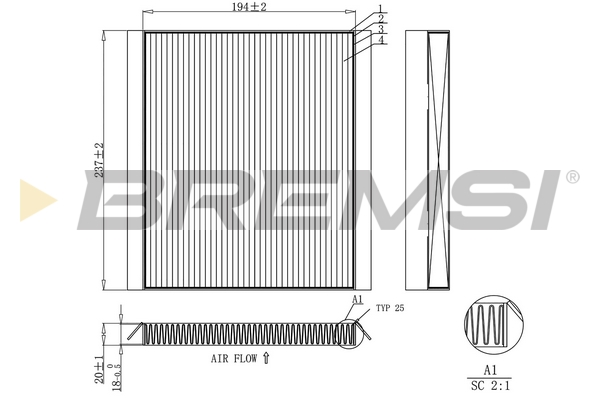 filtras, salono oras - FC0453C BREMSI