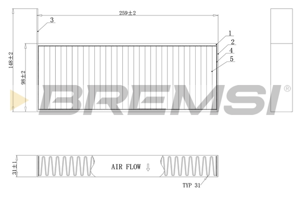filtras, salono oras - FC0464C BREMSI