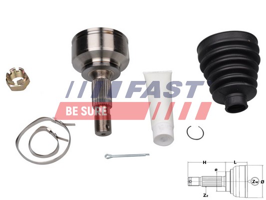 jungčių komplektas, kardaninis velenas - FT25090K FAST