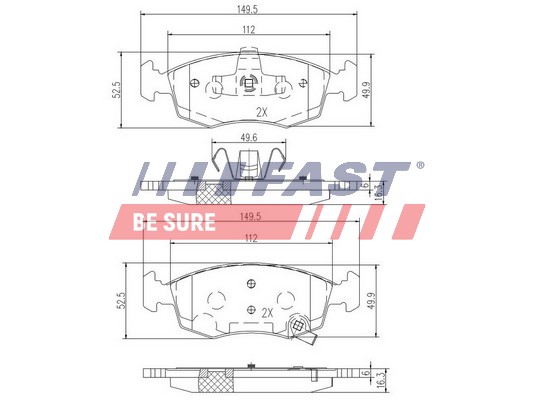 Brake Pad Set, disc brake - FT29042 FAST