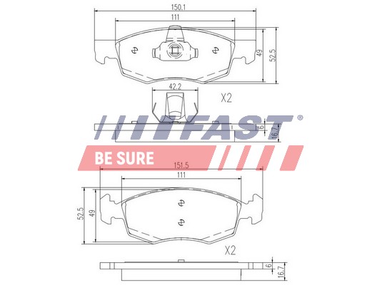 Kit pastiglie freno, Freno a disco - FT29102 FAST