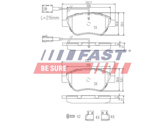 Kit pastiglie freno, Freno a disco - FT29112 FAST