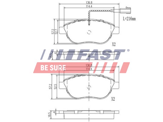Kit pastiglie freno, Freno a disco - FT29144 FAST