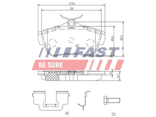 Brake Pad Set, disc brake - FT29154 FAST