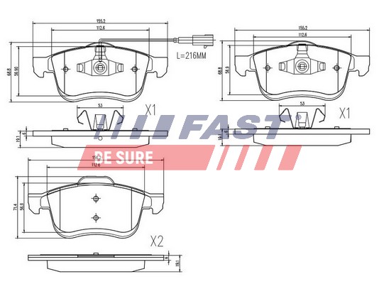 Brake Pad Set, disc brake - FT29157 FAST