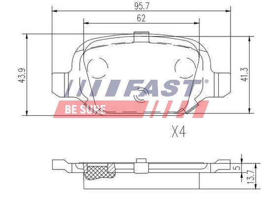 Brake Pad Set, disc brake - FT29162 FAST