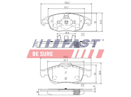 Brake Pad Set, disc brake - FT29514 FAST