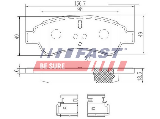 Kit pastiglie freno, Freno a disco - FT29518 FAST