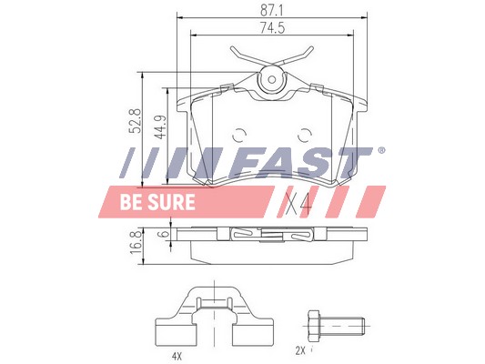 Комплект тормозных колодок, дисковый тормоз - FT29520 FAST