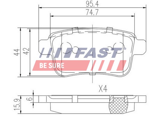 Kit pastiglie freno, Freno a disco - FT29528 FAST