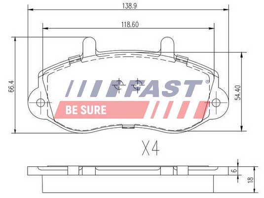 Kit pastiglie freno, Freno a disco - FT29539 FAST