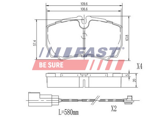 Kit pastiglie freno, Freno a disco - FT29544 FAST