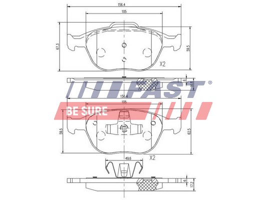 Brake Pad Set, disc brake - FT29546 FAST