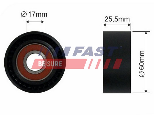 Tensioner Pulley, V-ribbed belt - FT44534 FAST