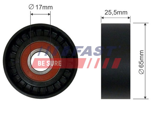 Deflection/Guide Pulley, V-ribbed belt - FT44574 FAST