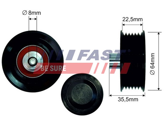 Deflection/Guide Pulley, V-ribbed belt - FT44593 FAST