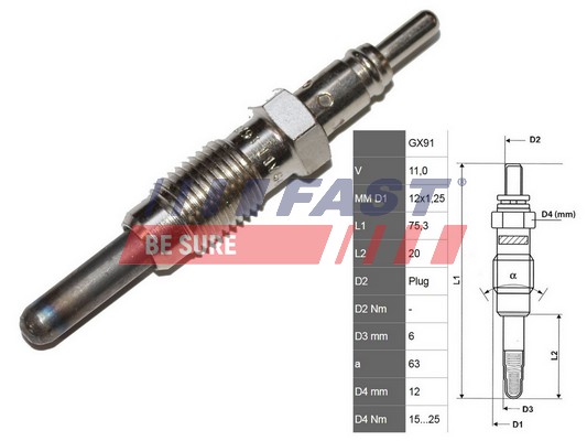 Glow Plug - FT82728 FAST