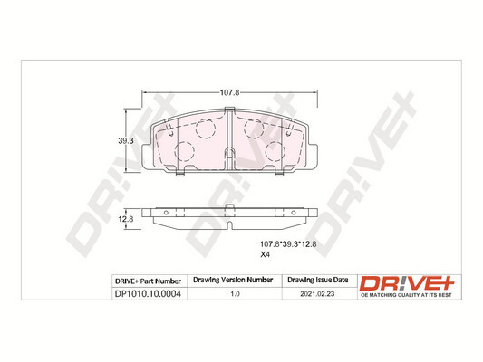 stabdžių trinkelių rinkinys, diskinis stabdys - DP1010.10.0004 Dr!ve+