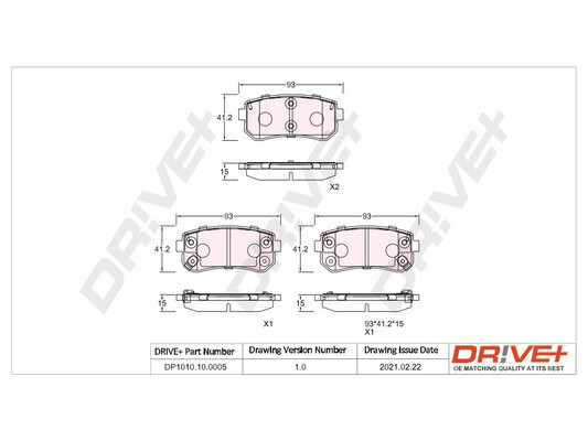 Kit pastiglie freno, Freno a disco - DP1010.10.0005 Dr!ve+