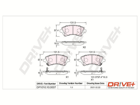 Brake Pad Set, disc brake - DP1010.10.0007 Dr!ve+