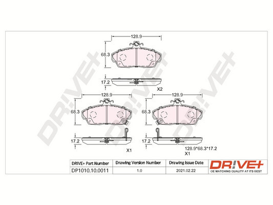 Kit pastiglie freno, Freno a disco - DP1010.10.0011 Dr!ve+