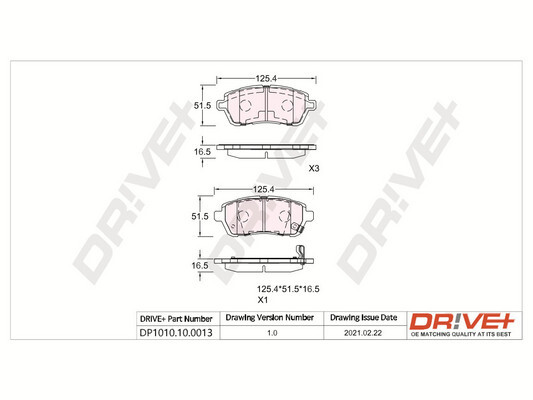 Brake Pad Set, disc brake - DP1010.10.0013 Dr!ve+