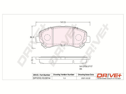 Kit pastiglie freno, Freno a disco - DP1010.10.0014 Dr!ve+