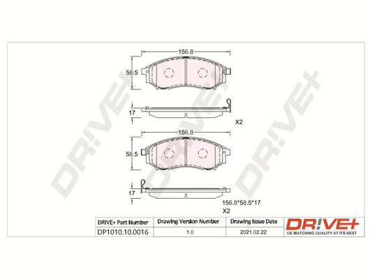 Kit pastiglie freno, Freno a disco - DP1010.10.0016 Dr!ve+