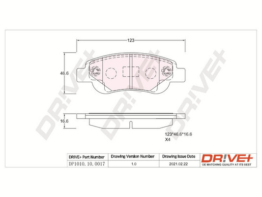 Brake Pad Set, disc brake - DP1010.10.0017 Dr!ve+