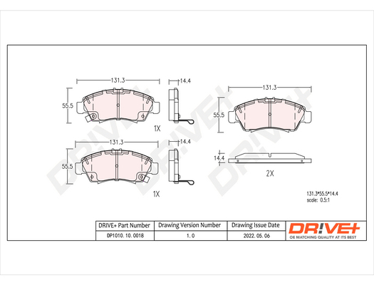 Kit pastiglie freno, Freno a disco - DP1010.10.0018 Dr!ve+