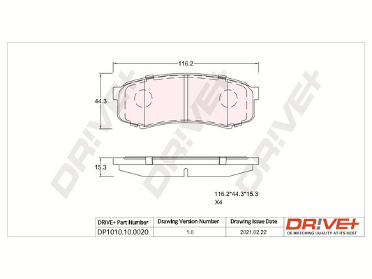 Kit pastiglie freno, Freno a disco - DP1010.10.0020 Dr!ve+