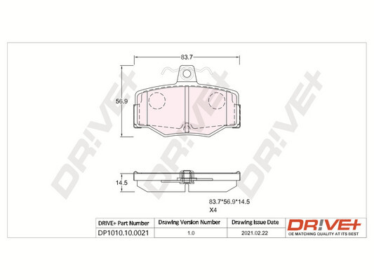 Kit pastiglie freno, Freno a disco - DP1010.10.0021 Dr!ve+