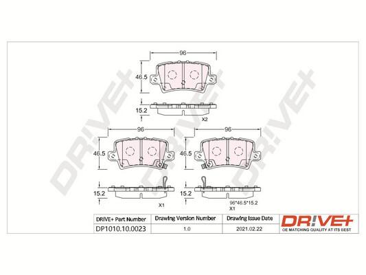 Bremsbelagsatz, Scheibenbremse - DP1010.10.0023 Dr!ve+
