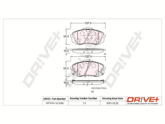 Brake Pad Set, disc brake - DP1010.10.0026 Dr!ve+
