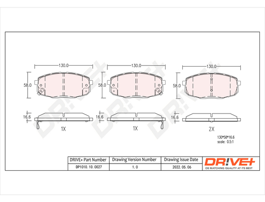 Kit pastiglie freno, Freno a disco - DP1010.10.0027 Dr!ve+