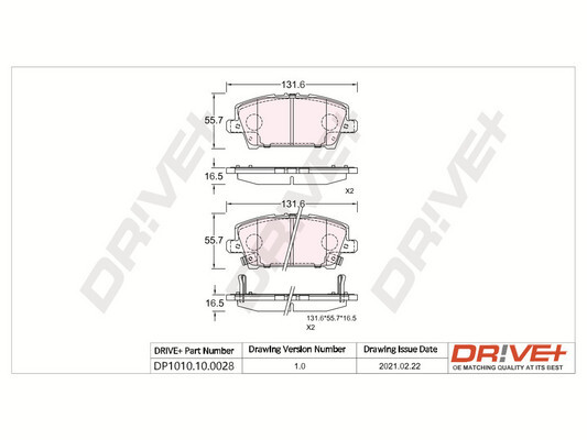 Brake Pad Set, disc brake - DP1010.10.0028 Dr!ve+