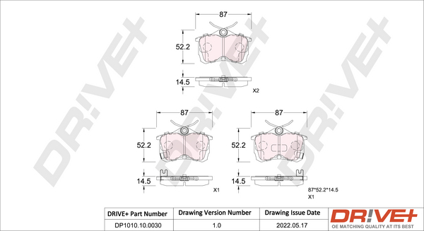 Brake Pad Set, disc brake - DP1010.10.0030 Dr!ve+