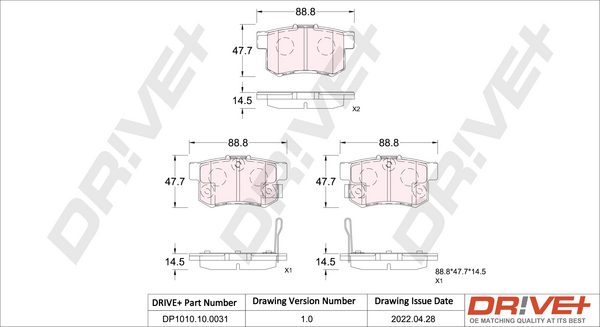 Brake Pad Set, disc brake - DP1010.10.0031 Dr!ve+