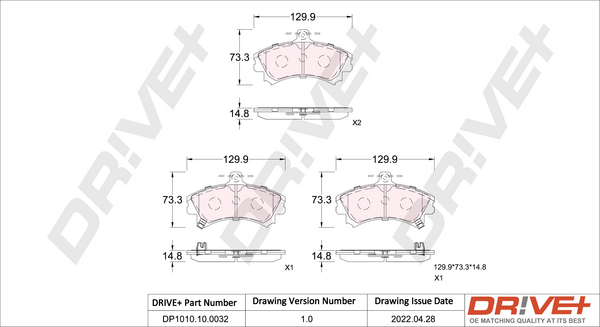 Brake Pad Set, disc brake - DP1010.10.0032 Dr!ve+