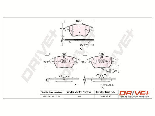 Brake Pad Set, disc brake - DP1010.10.0036 Dr!ve+