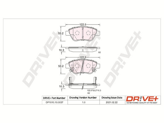 Комплект тормозных колодок, дисковый тормоз - DP1010.10.0037 Dr!ve+