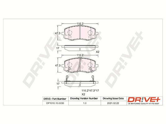 Brake Pad Set, disc brake - DP1010.10.0038 Dr!ve+