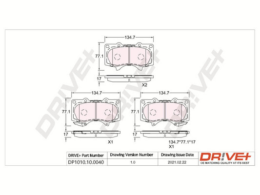 stabdžių trinkelių rinkinys, diskinis stabdys - DP1010.10.0040 Dr!ve+