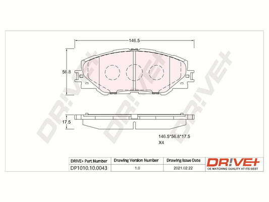 Brake Pad Set, disc brake - DP1010.10.0043 Dr!ve+