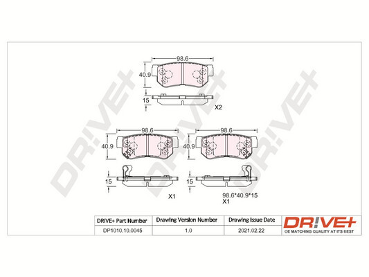 Brake Pad Set, disc brake - DP1010.10.0045 Dr!ve+