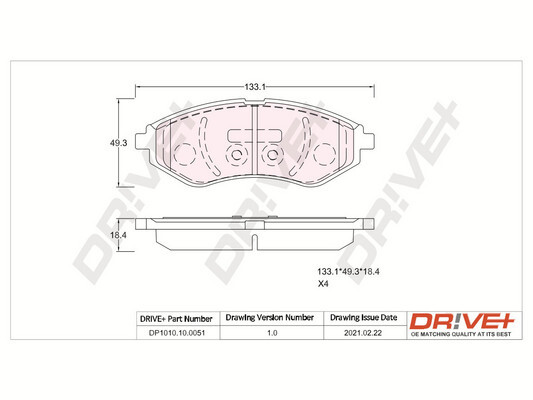 Brake Pad Set, disc brake - DP1010.10.0051 Dr!ve+