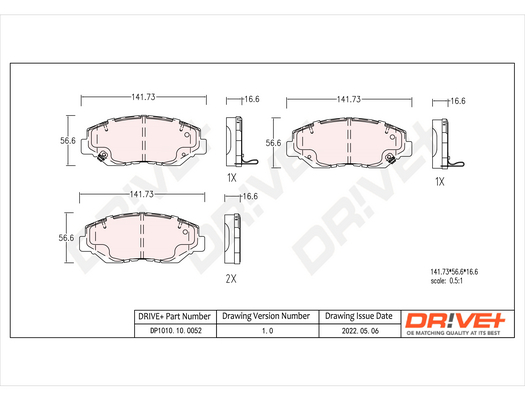 Brake Pad Set, disc brake - DP1010.10.0052 Dr!ve+