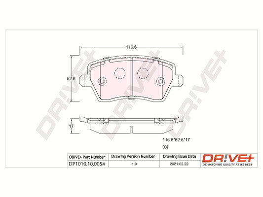 Brake Pad Set, disc brake - DP1010.10.0054 Dr!ve+